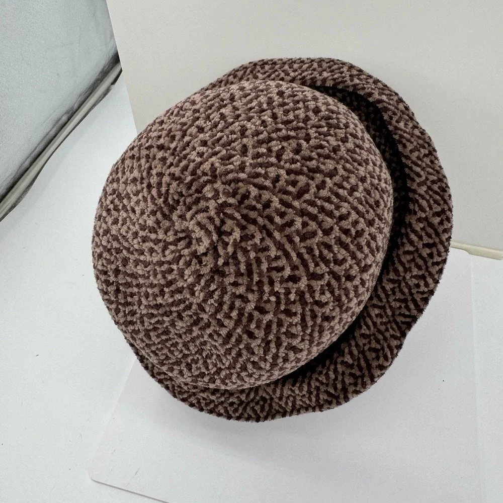 Liz Claiborne Brown Textured Bucket Hat Vintage 90s Plush OS Granny core‎